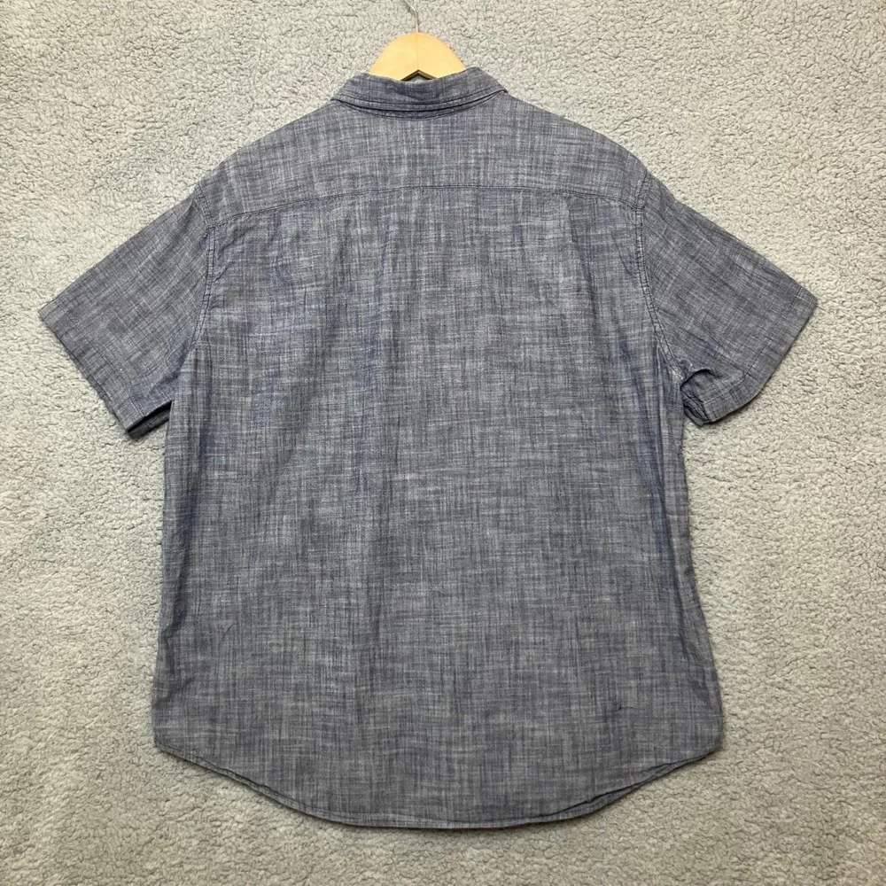 Merona Henley Pullover Shirt Men XXL Blue Chambray Short Sleeve Cotton Beach